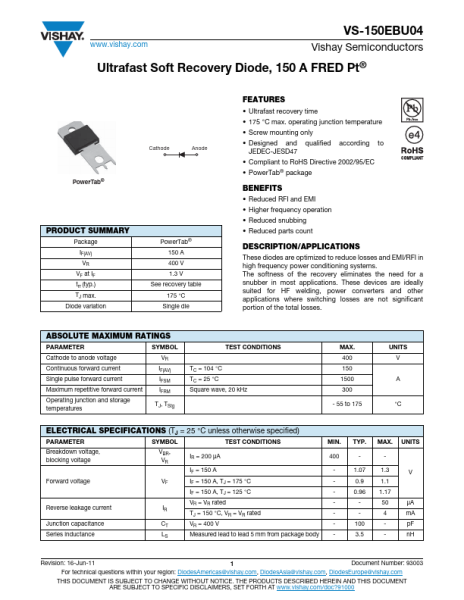 Диод Vishay VS-150EBU04