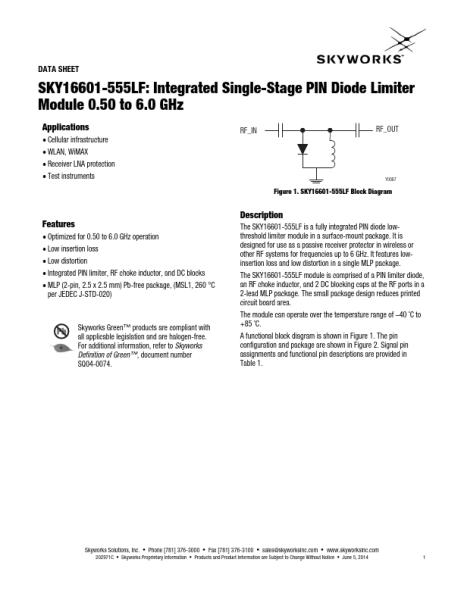 Диод Skyworks SKY16601-555LF