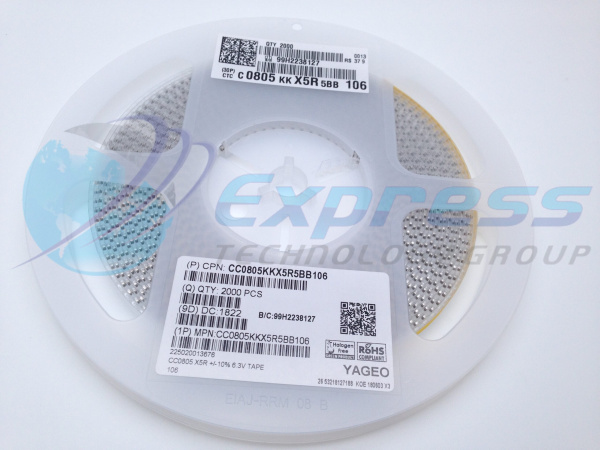 Конденсатор Yageo CC0805KKX5R5BB106